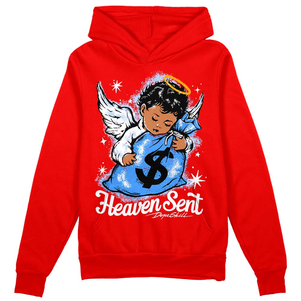Cherry 11s superstreetwear Varsity Red Hoodie Sweatshirt Heaven Sent Graphic