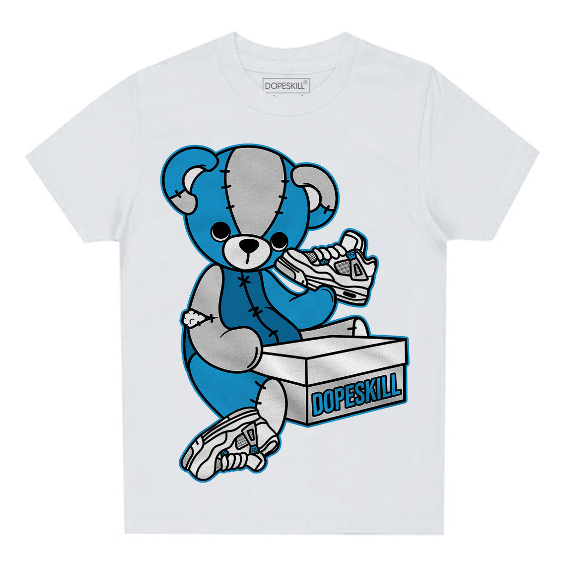 Military Blue 4s superstreetwear Toddler Kids T-shirt Sneakerhead BEAR Graphic