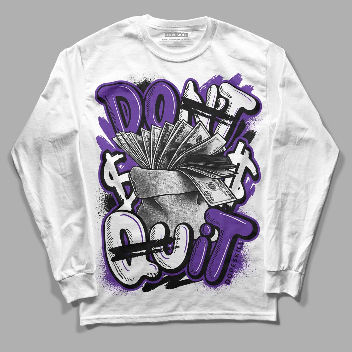 PURPLE Collection superstreetwear Long Sleeve T-Shirt Don't Quit Graphic