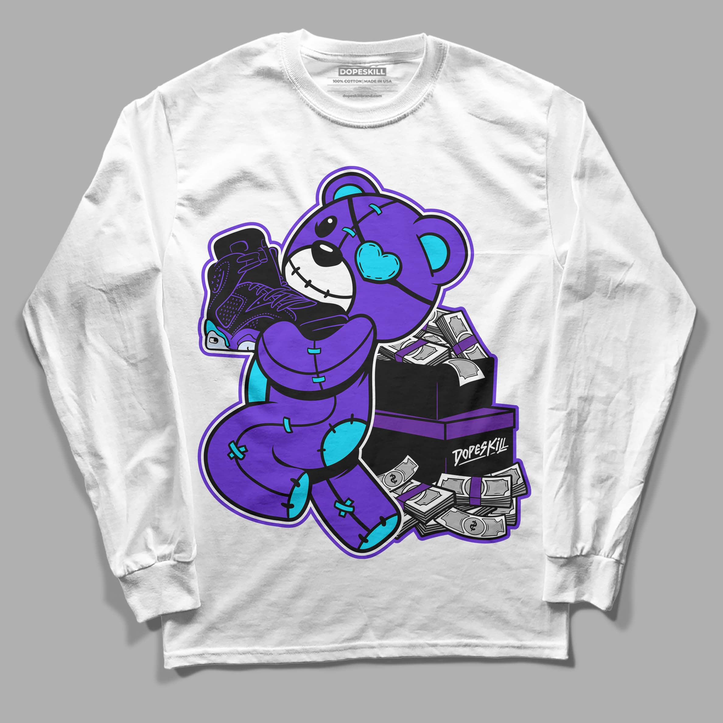 Aqua 6s superstreetwear Long Sleeve T-Shirt Bear Steals Sneaker Graphic
