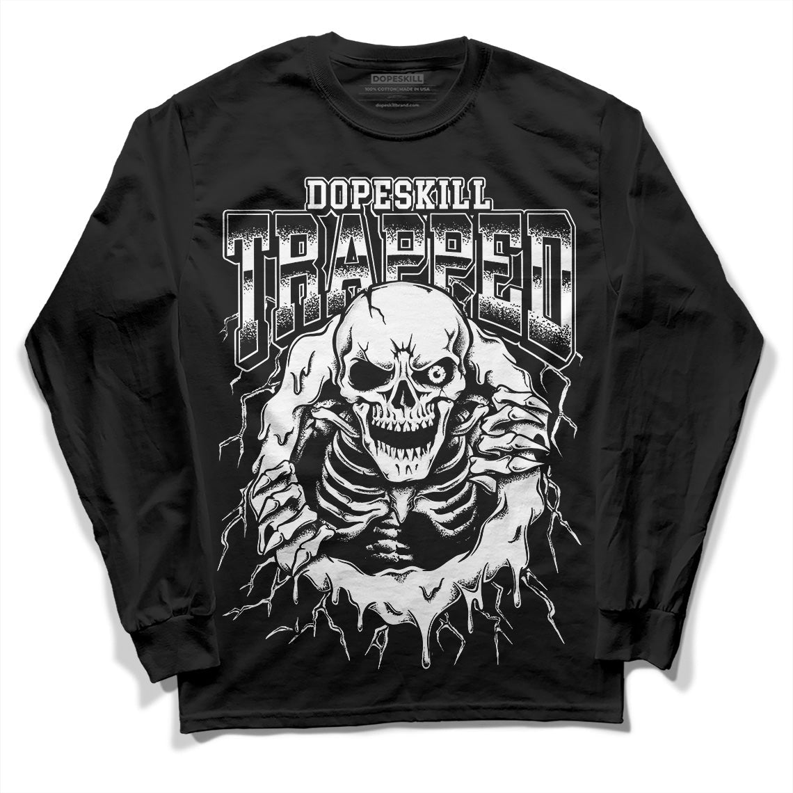 85 Black White 1s superstreetwear Long Sleeve T-Shirt Trapped Halloween Graphic