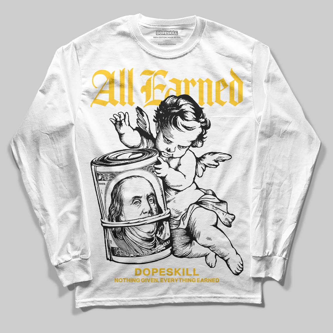 Yellow Collection superstreetwear Long Sleeve T-Shirt All Earned Graphic
