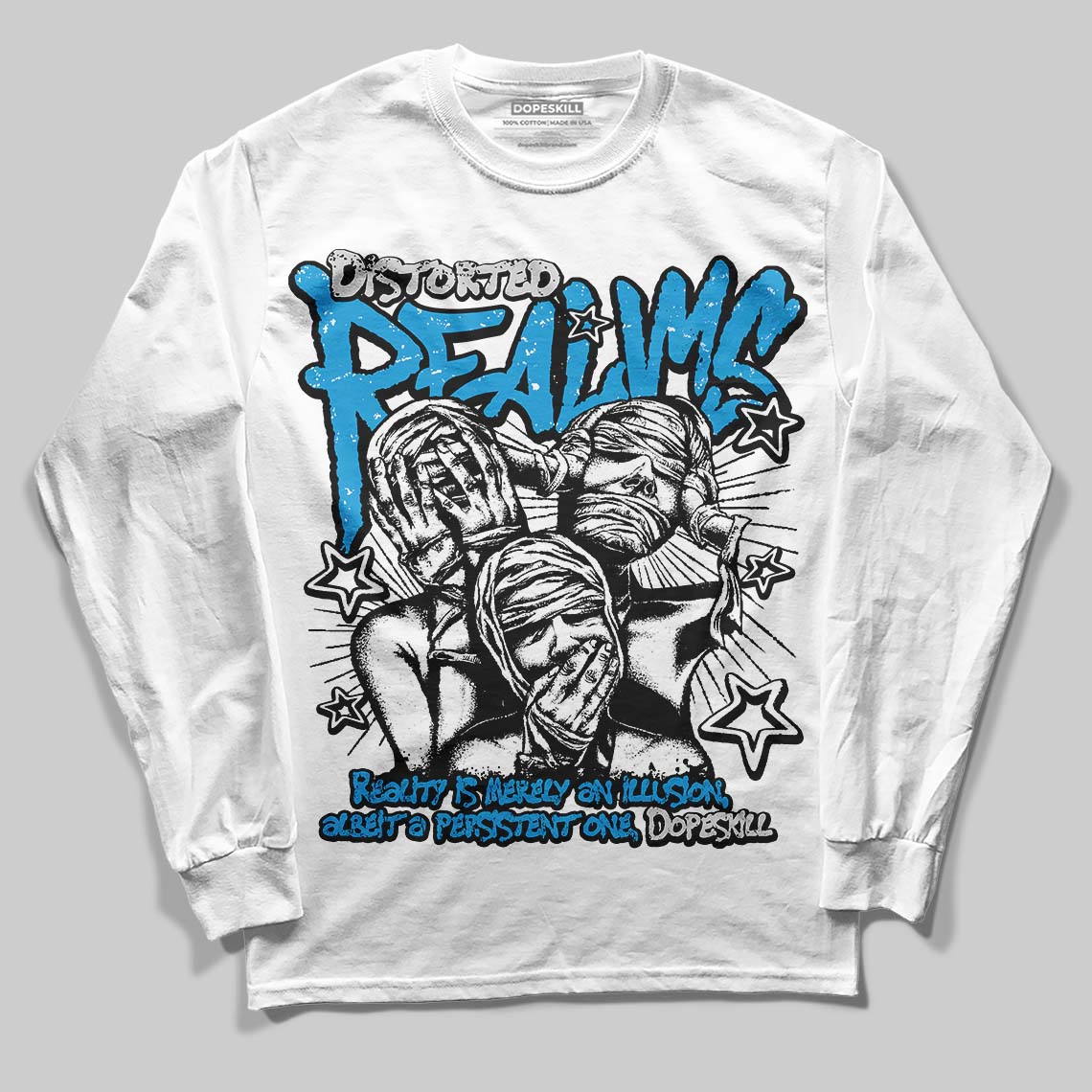 Military Blue 4s superstreetwear Long Sleeve T-Shirt Distorted Realms Graphic