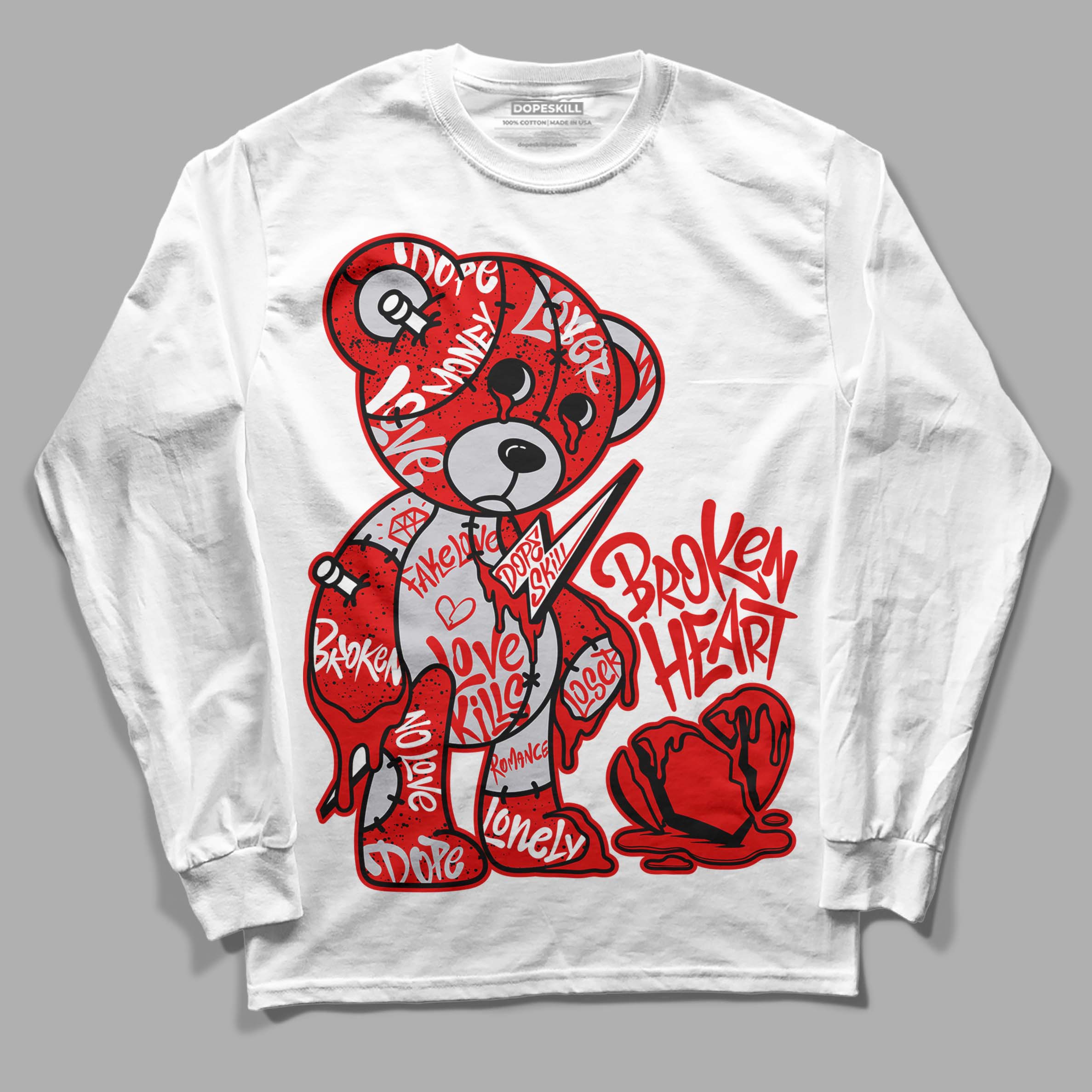 Red Cement 4S superstreetwear Long Sleeve T-Shirt Broken Heart Graphic