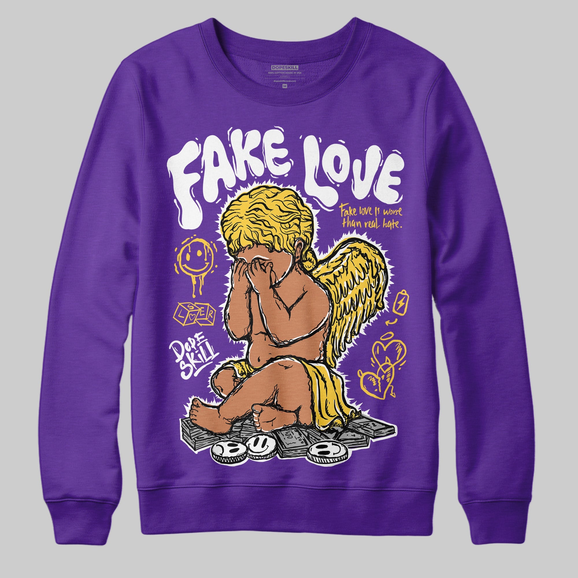Field Purple 12s superstreetwear Purple Sweatshirt False Love Graphic