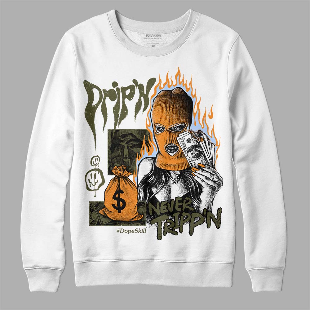 Olive 5s superstreetwear Sweatshirt Drip'n Never Tripp'n Graphic