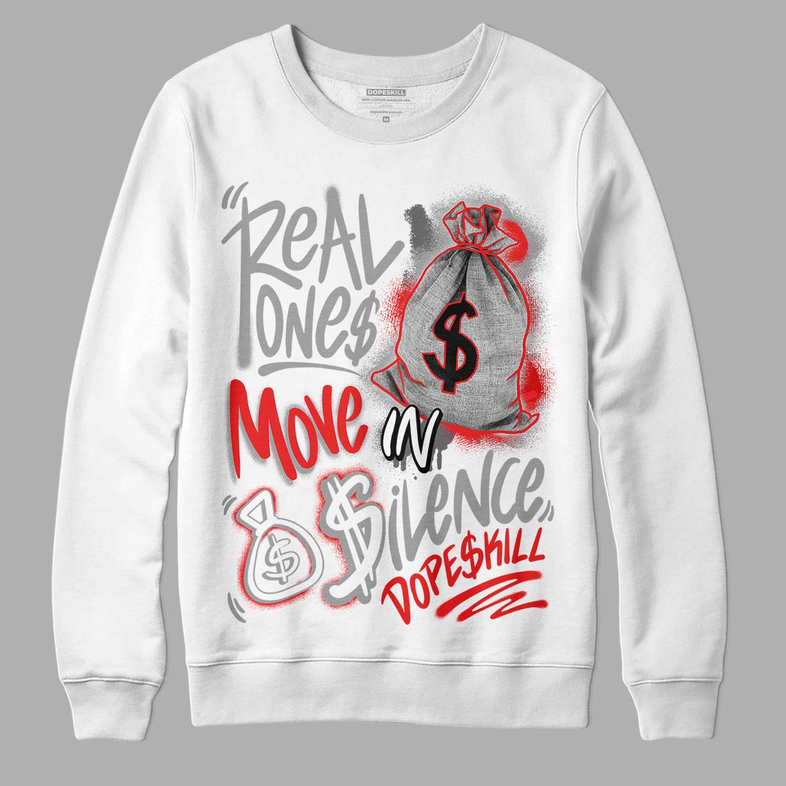 Grey Collection superstreetwear Sweatshirt Real Ones Move In Silence Graphic