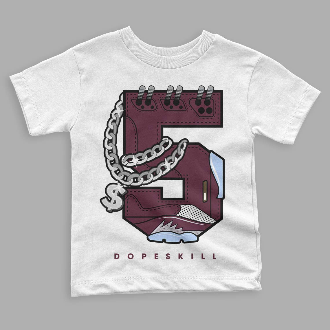 Burgundy 5s superstreetwear Toddler Kids T-shirt No.5 Graphic