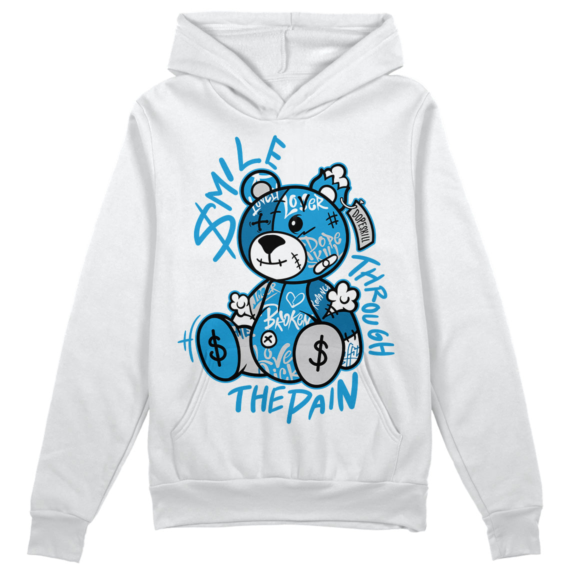 Military Blue 4s superstreetwear Hoodie Sweatshirt Smile Through The Pain Graphic