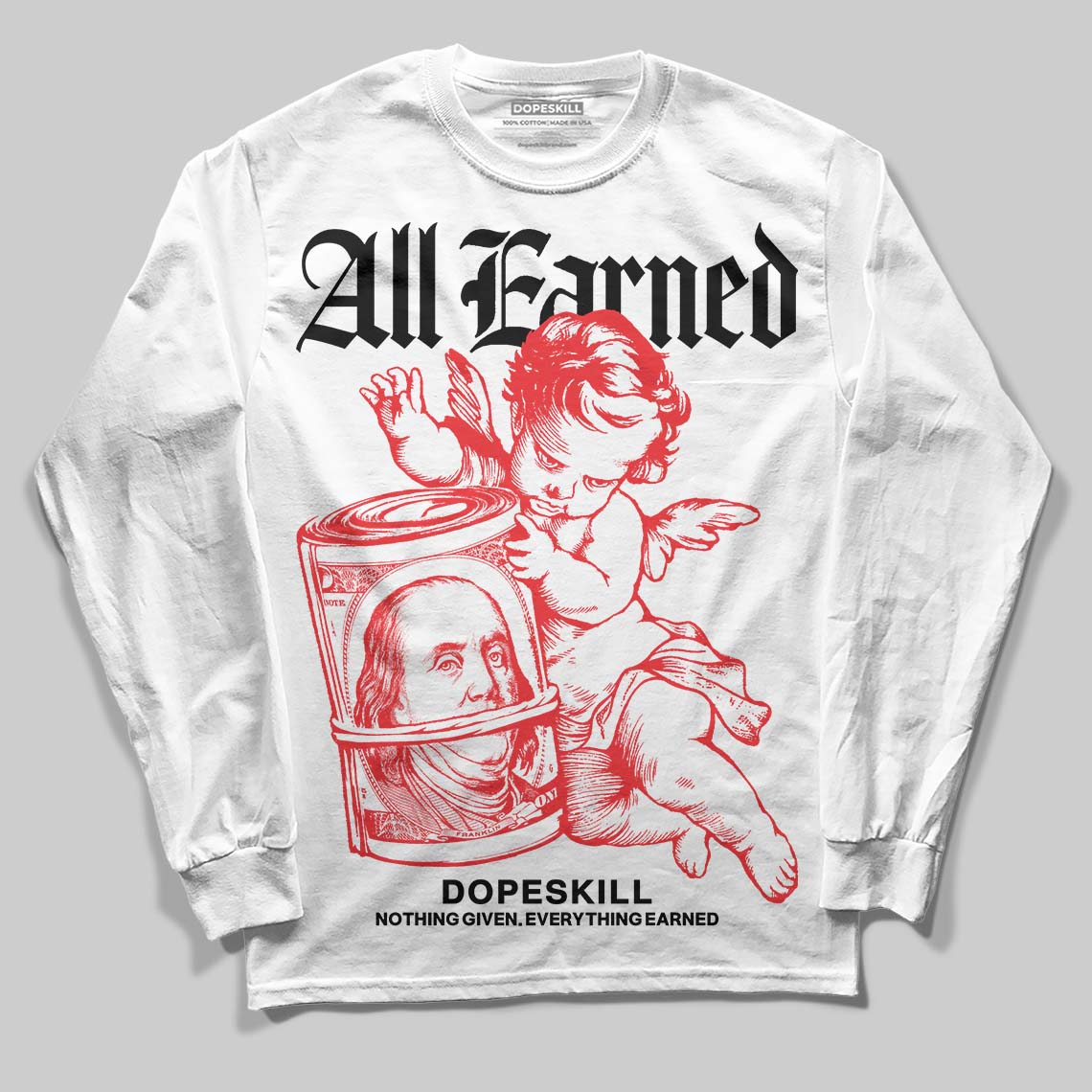 Red Collection superstreetwear Long Sleeve T-Shirt All Earned Graphic