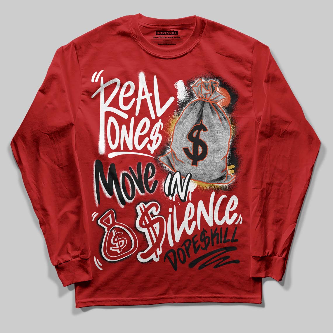 Brick By Brick 4s superstreetwear Long Sleeve T-Shirt Real Ones Move In Silence Graphic