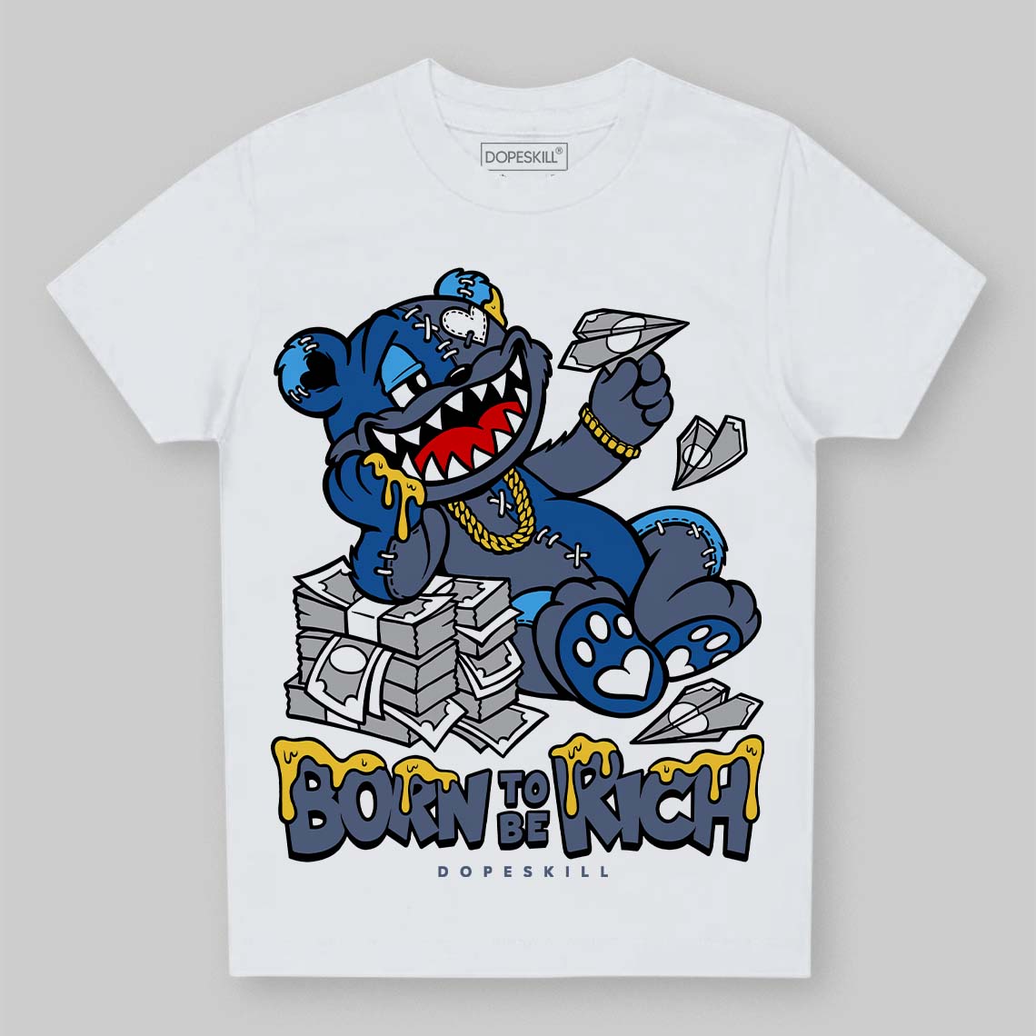 Diffused Blue 11s superstreetwear Toddler Kids T-shirt Born To Be Rich Graphic