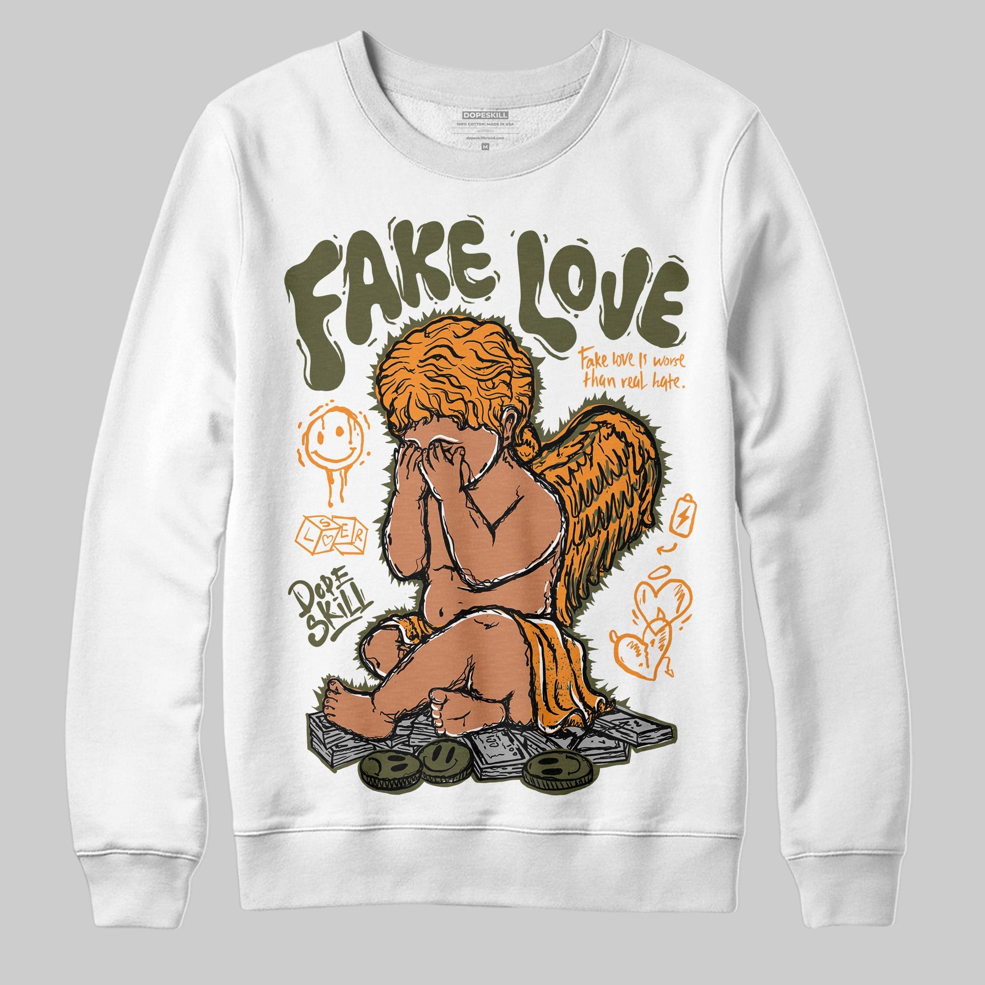 Olive 5s superstreetwear Sweatshirt False Love Graphic