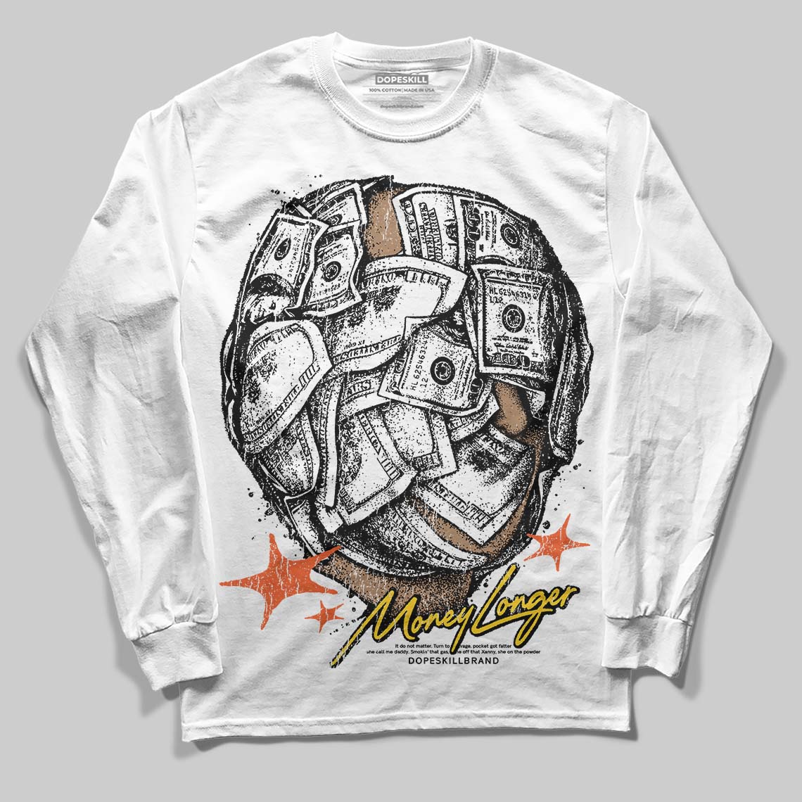 Yellow Collection superstreetwear Long Sleeve T-Shirt Money Longer Graphic