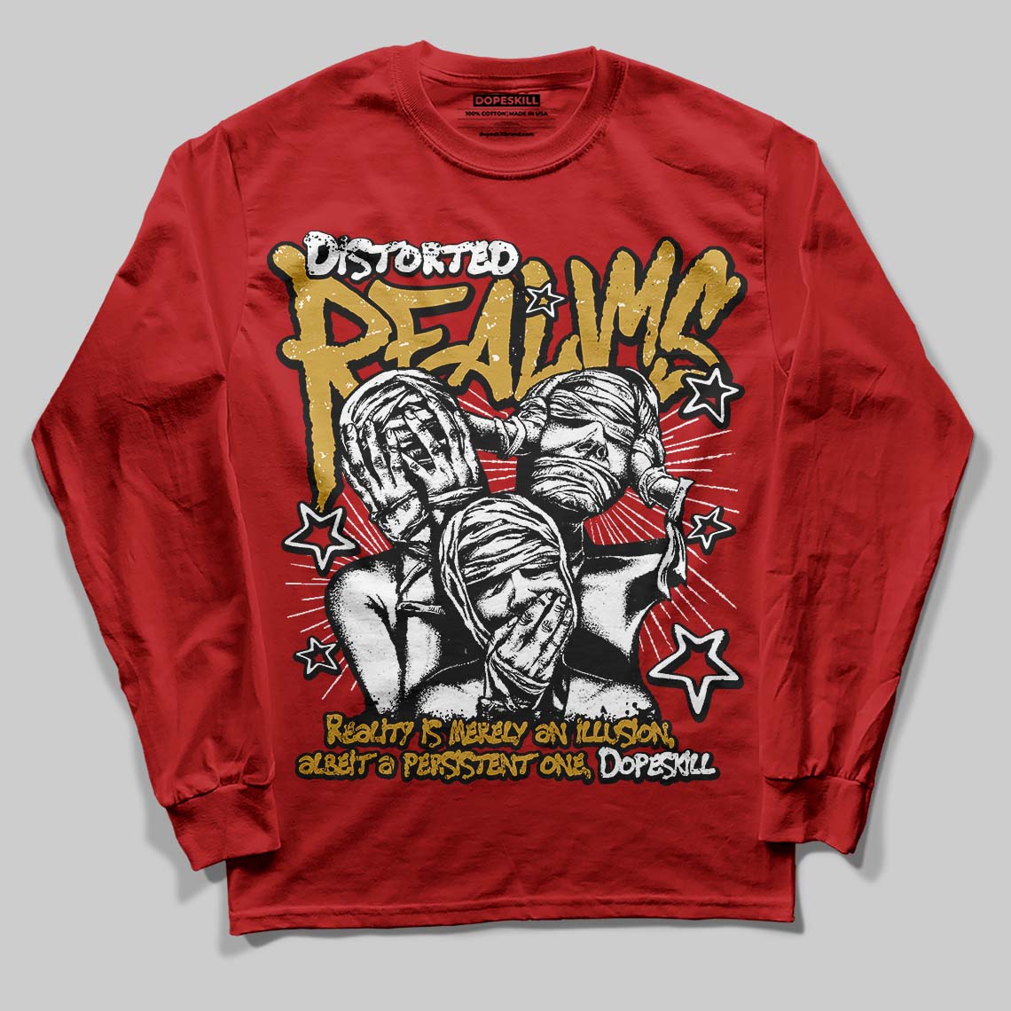Red Collection superstreetwear Long Sleeve T-Shirt Distorted Realms Graphic