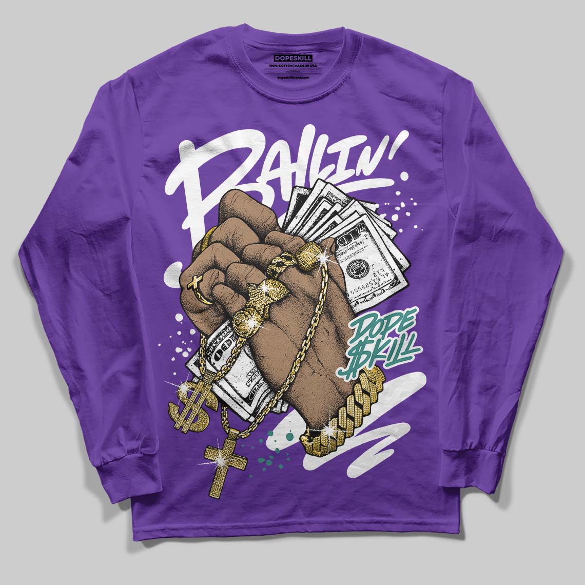 Grape 5s superstreetwear Long Sleeve T-Shirt Always Ballin' Graphic