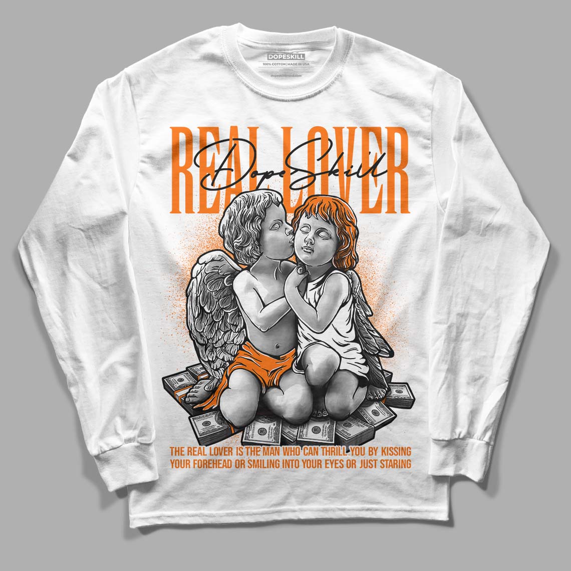 Orange Black White superstreetwear Long Sleeve T-Shirt Real Lover Graphic
