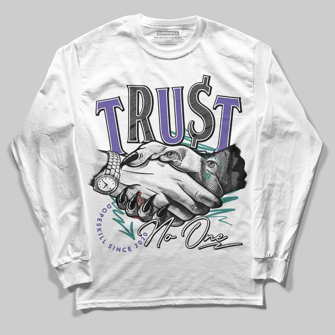 Grape 5s superstreetwear Long Sleeve T-Shirt Trust No One Graphic