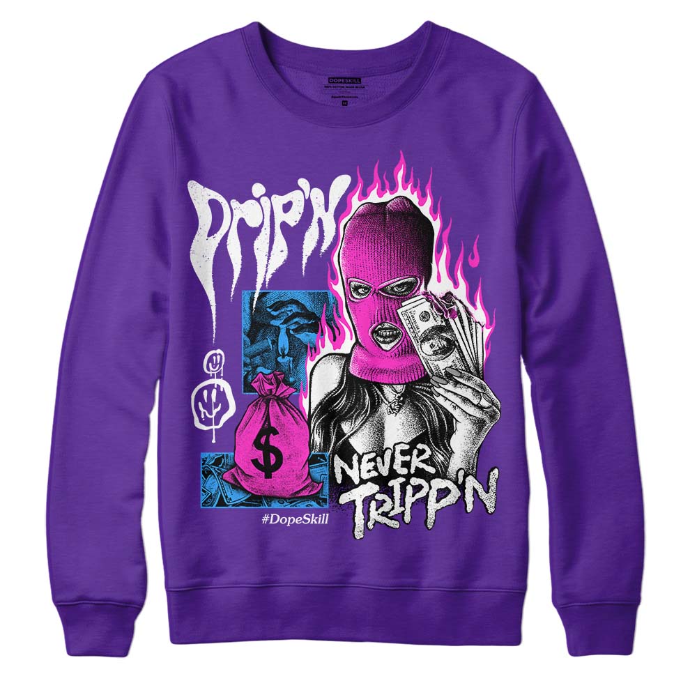 PURPLE Collection superstreetwear Purple Sweatshirt Drip'n Never Tripp'n Graphic