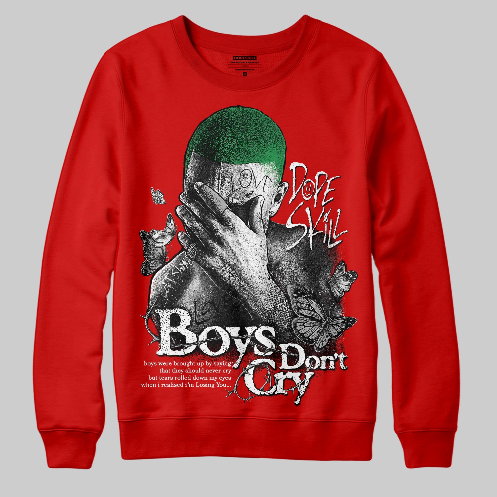 Bred Velvet 11s superstreetwear Red Sweatshirt Boys Don't Cry Graphic