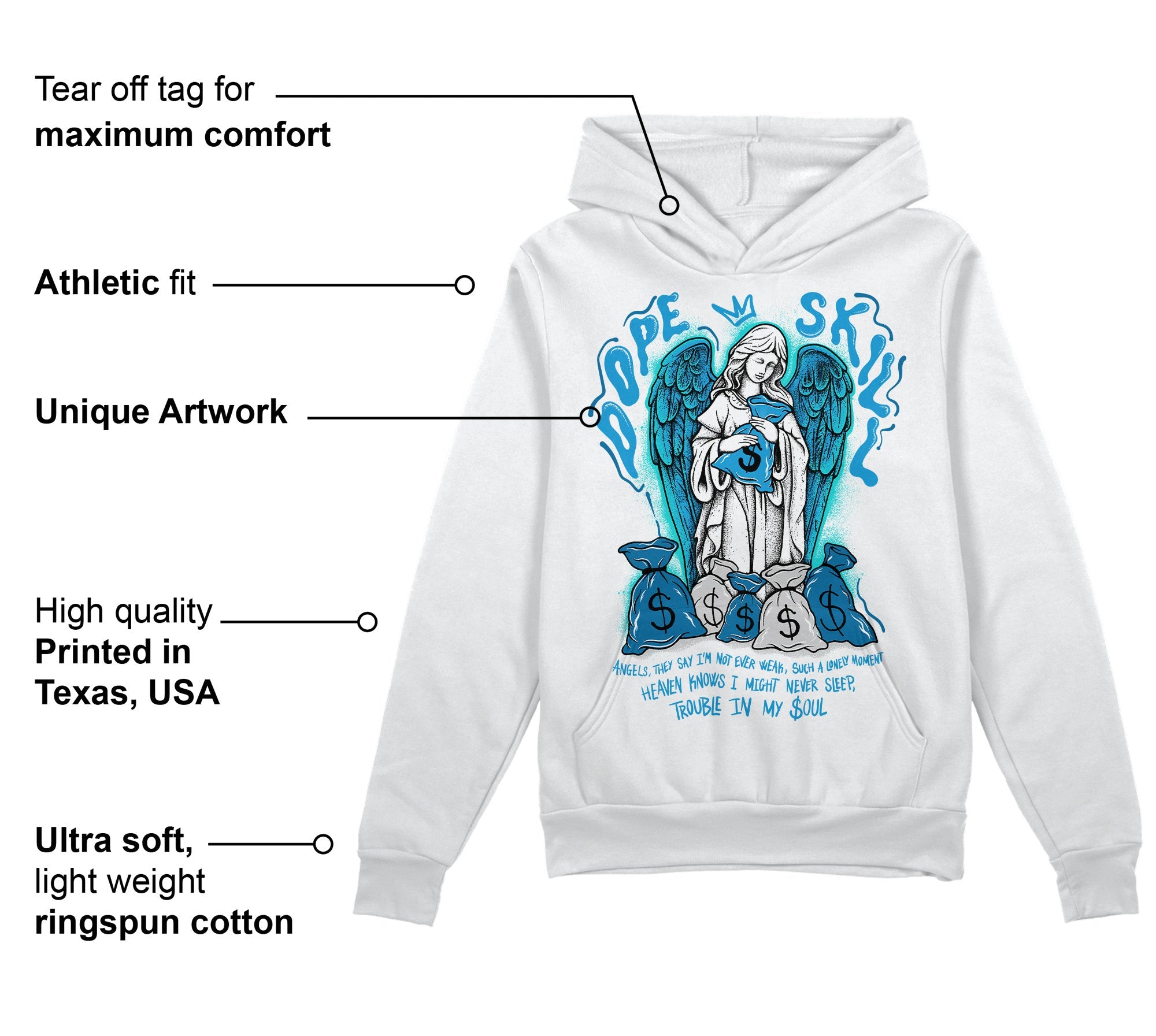 Military Blue 4s superstreetwear Hoodie Sweatshirt Angels Graphic