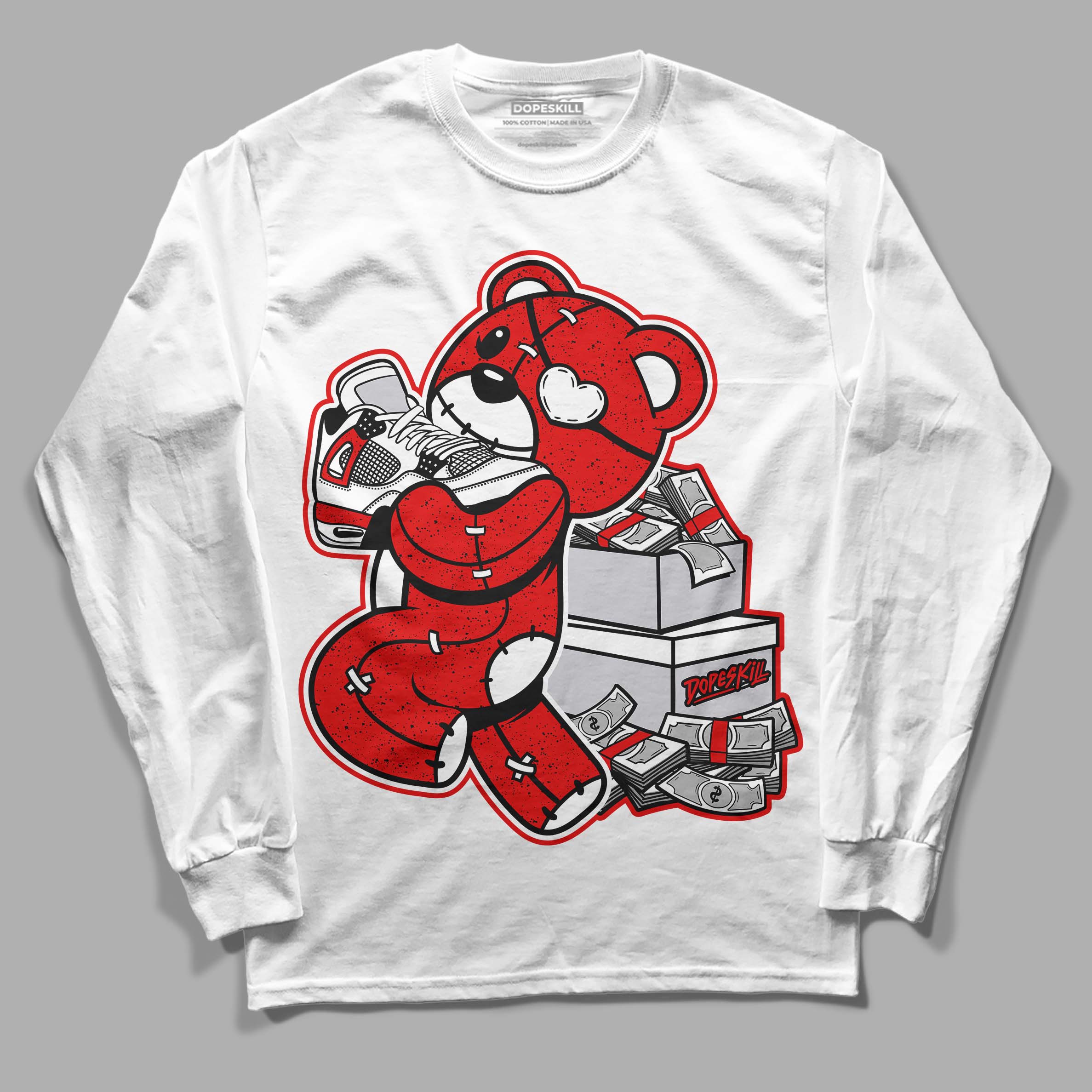 Red Cement 4S superstreetwear Long Sleeve T-Shirt Bear Steals Sneaker Graphic