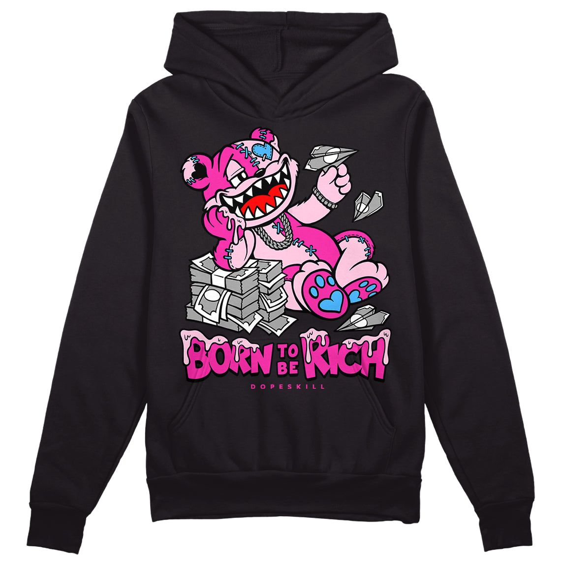 Pink Collection superstreetwear Hoodie Sweatshirt Born To Be Rich Graphic