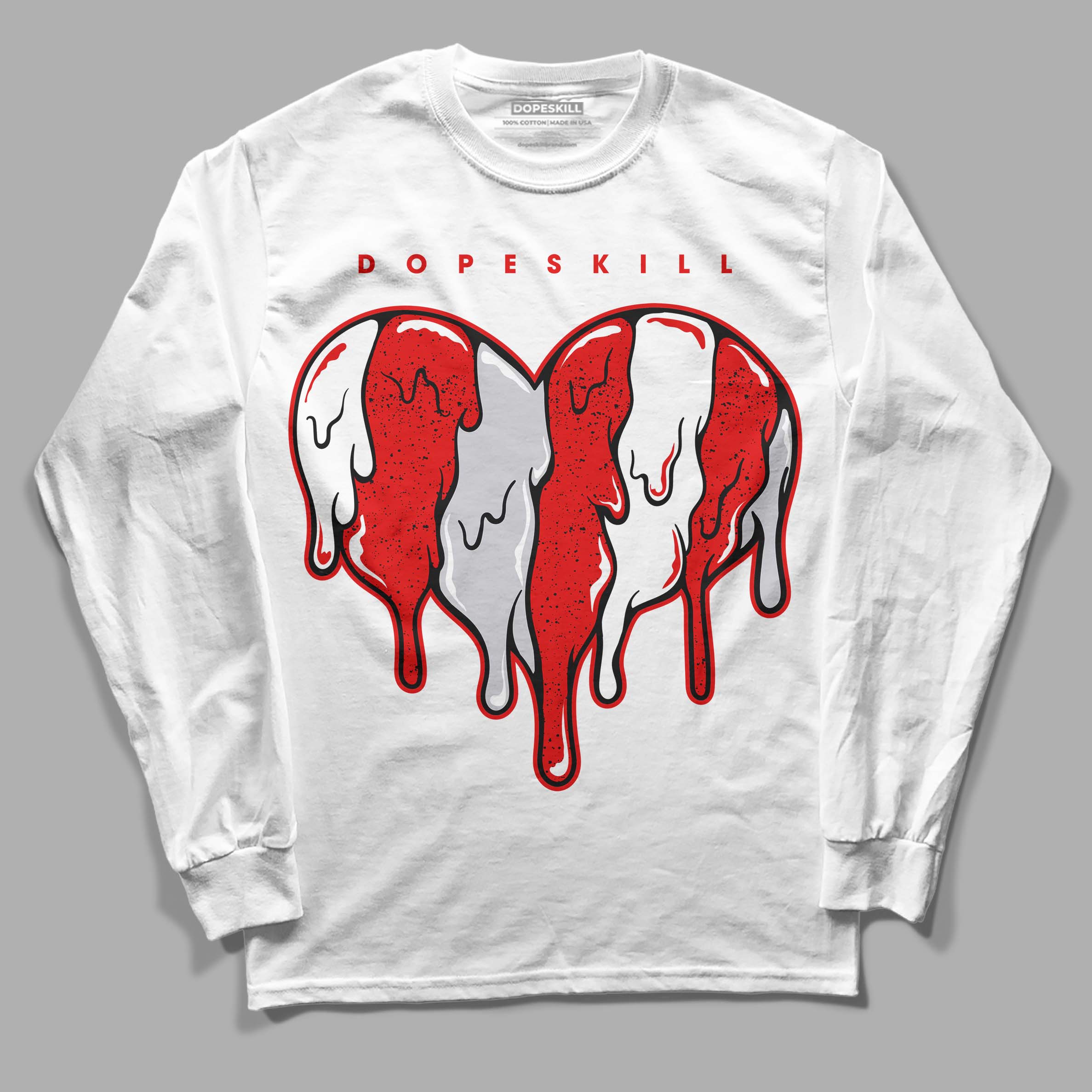 Red Cement 4S superstreetwear Long Sleeve T-Shirt Slime Drip Heart Graphic