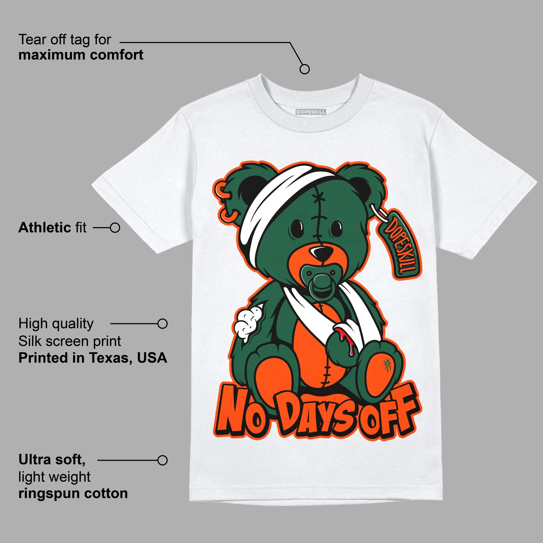 Dunk Low Team Dark Green Orange superstreetwear T-Shirt Hurt Bear Graphic