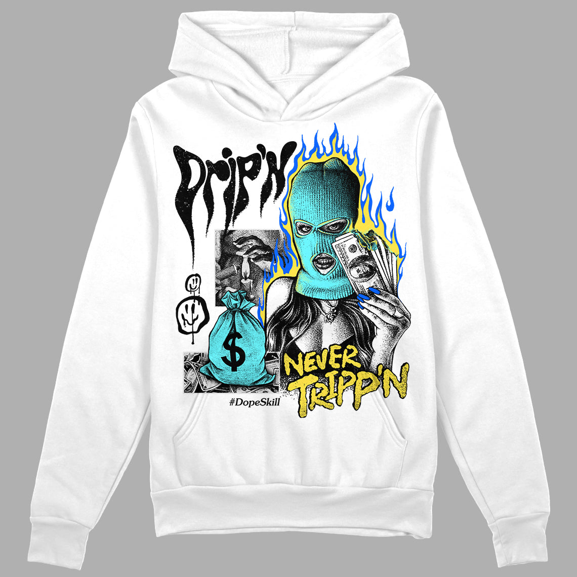 Aqua 5s superstreetwear Hoodie Sweatshirt Drip'n Never Tripp'n Graphic