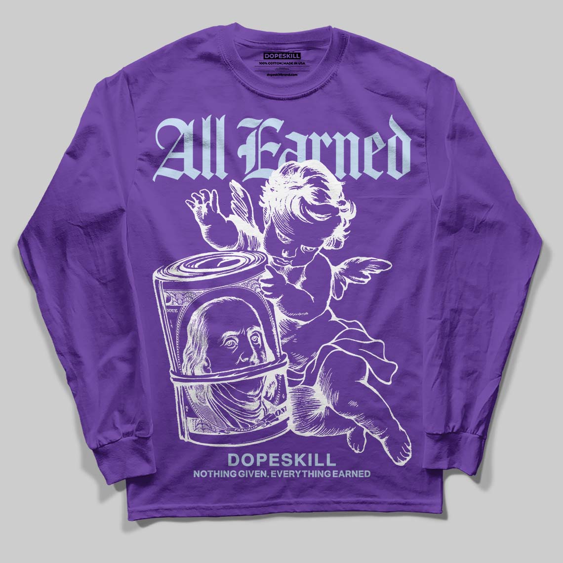 Grape 5s superstreetwear Long Sleeve T-Shirt All Earned Graphic