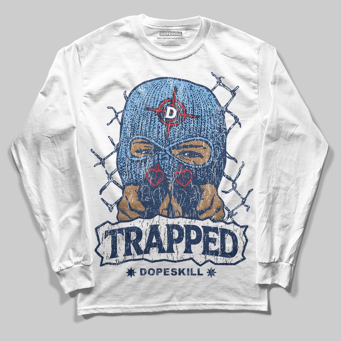 Summit White Navy 4s superstreetwear Long Sleeve T-Shirt New Trapped Graphic