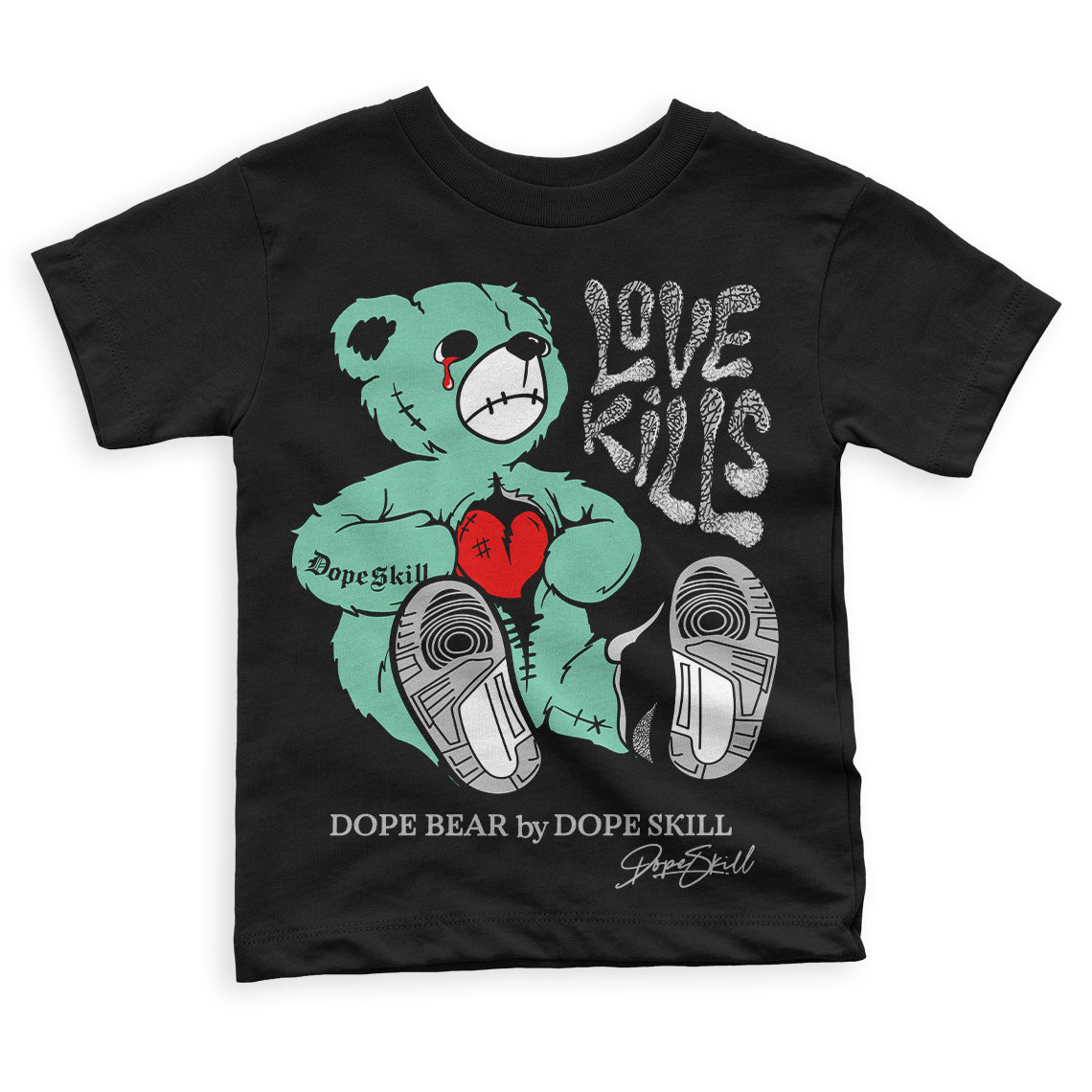 Green Glow 3s superstreetwear Toddler Kids T-shirt Love Kills Graphic