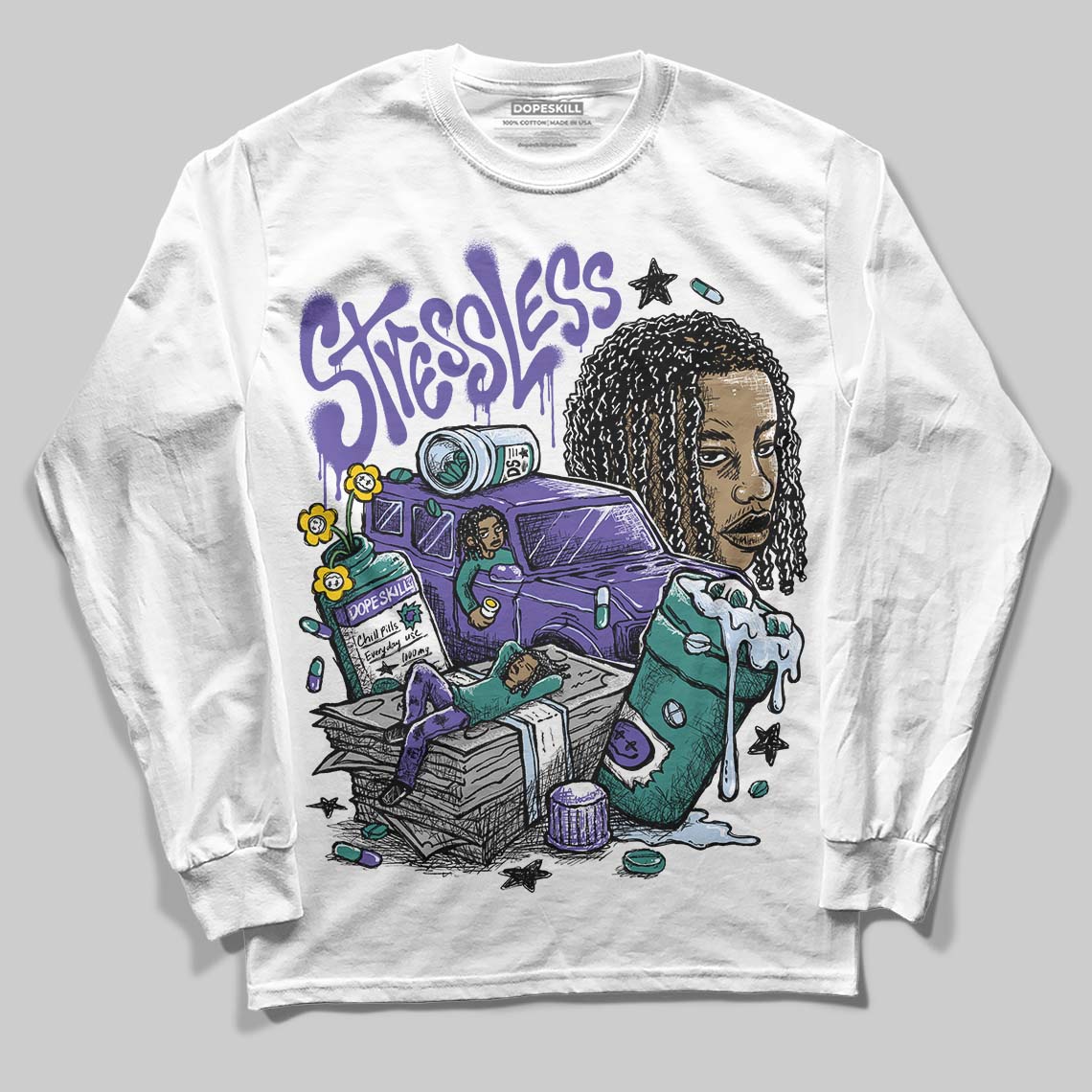 Grape 5s superstreetwear Long Sleeve T-Shirt Stressless Graphic