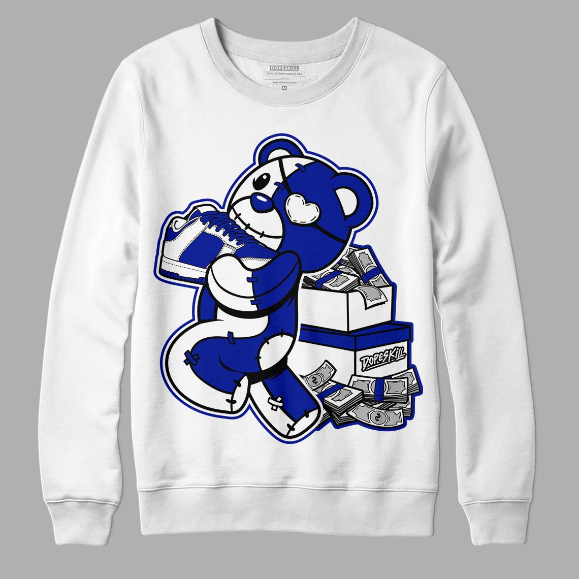 Racer Blue White Dunk Low superstreetwear Sweatshirt Bear Steals Sneaker Graphic