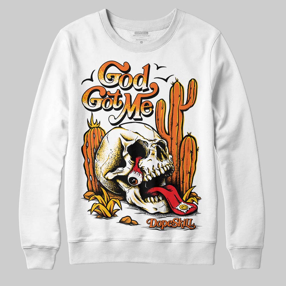 Orange Black White superstreetwear Sweatshirt God Got Me Graphic