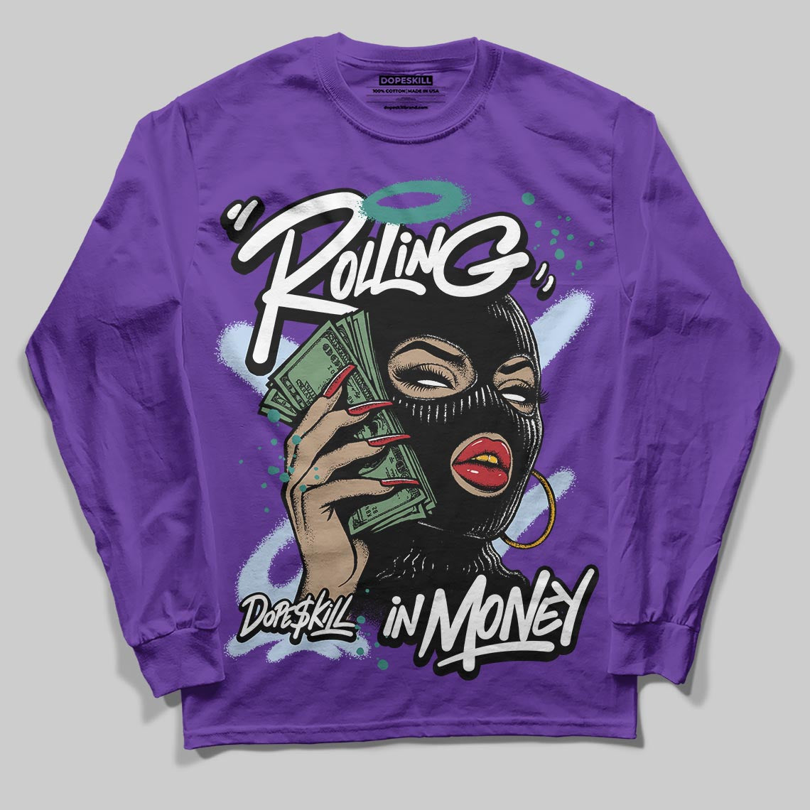 Grape 5s superstreetwear Long Sleeve T-Shirt Rolling in Money Graphic