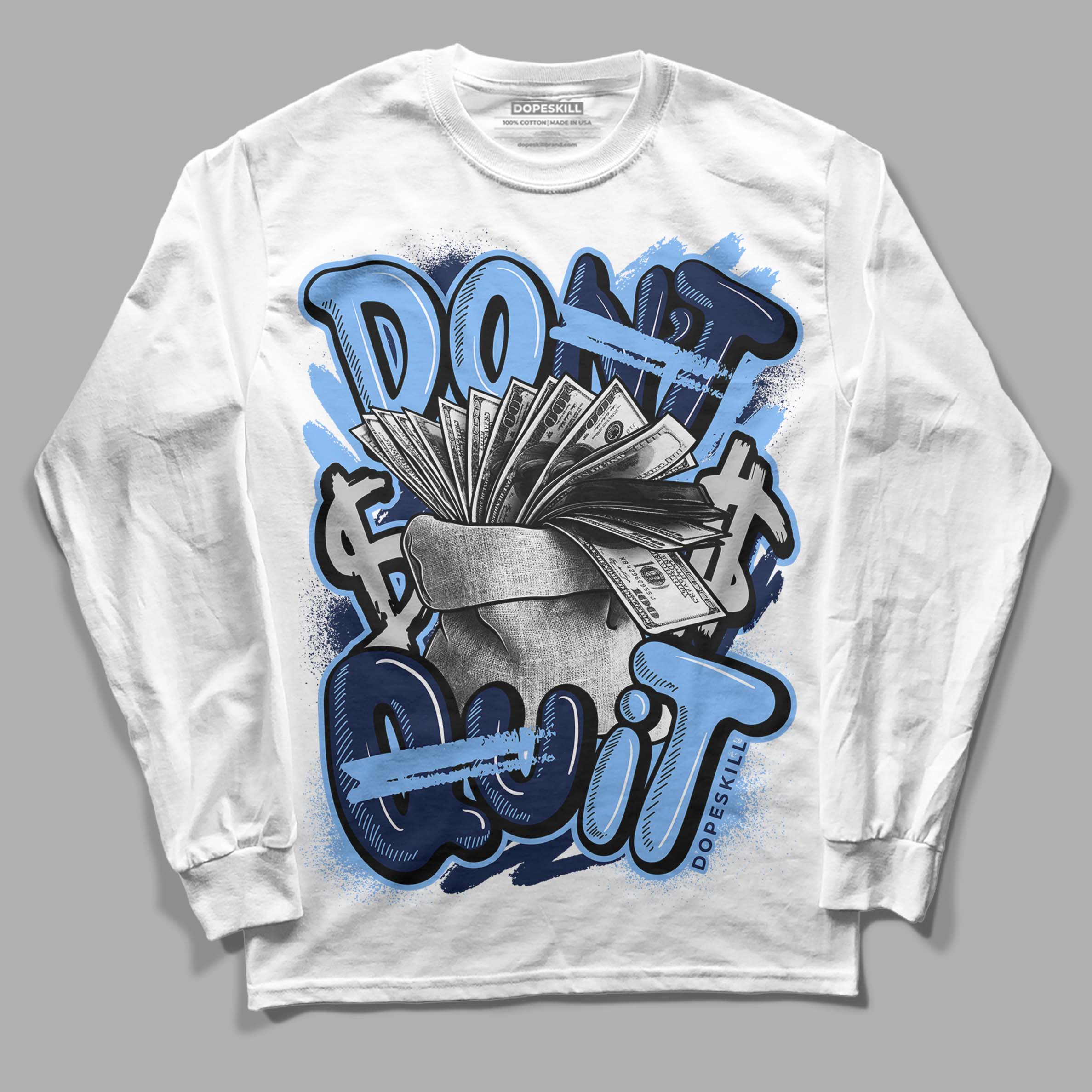 Midnight Navy 5s superstreetwear Long Sleeve T-Shirt Don't Quit Graphic