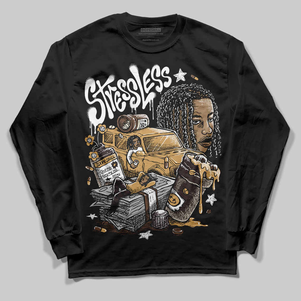 Earth 5s superstreetwear Long Sleeve T-Shirt Stressless Graphic