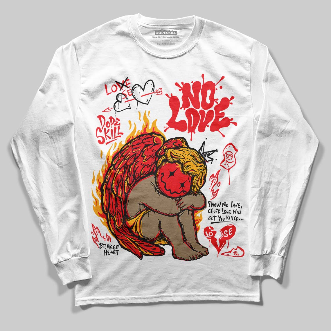 Red Collection superstreetwear Long Sleeve T-Shirt No Love Graphic