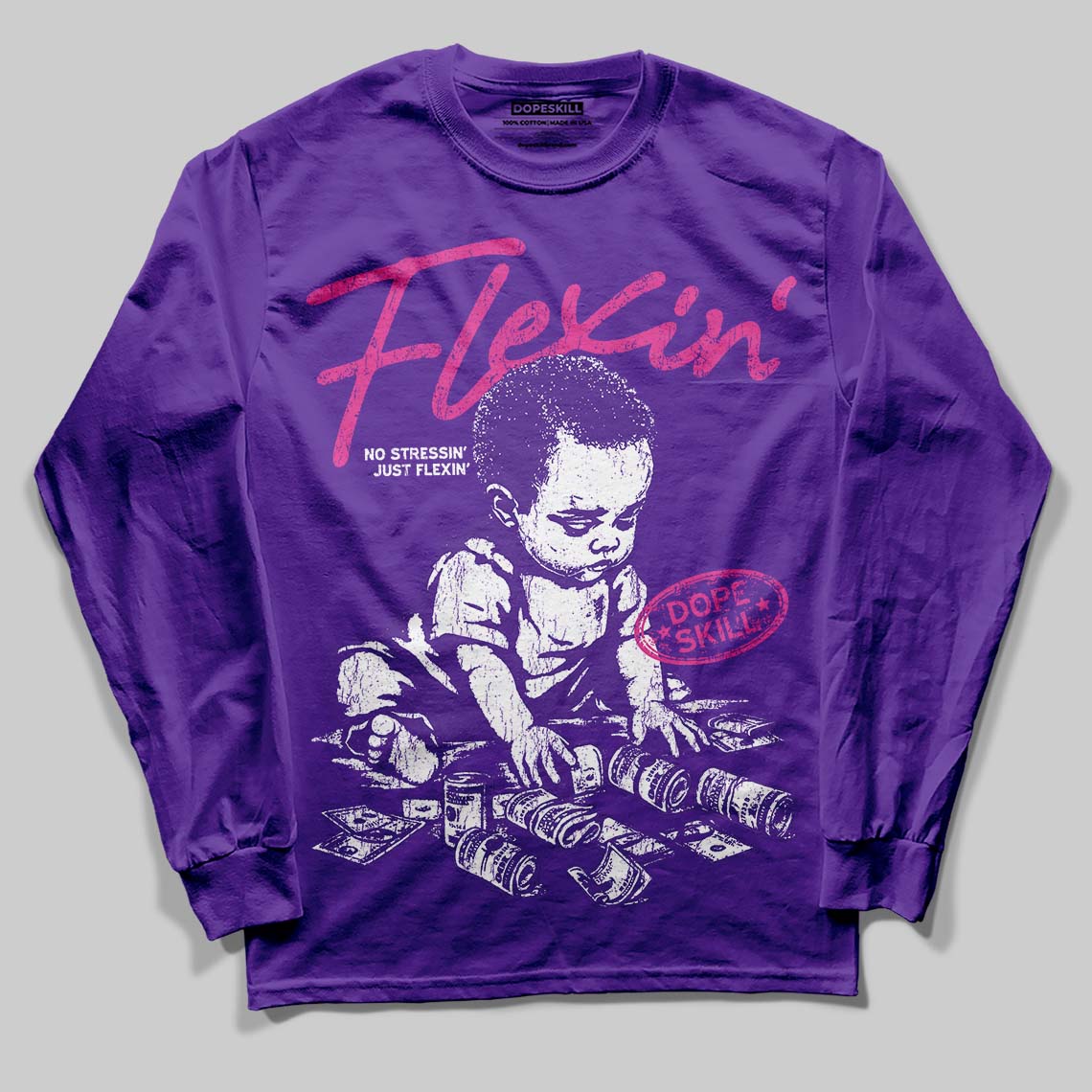 PURPLE Collection superstreetwear Long Sleeve T-Shirt Flexin' Graphic