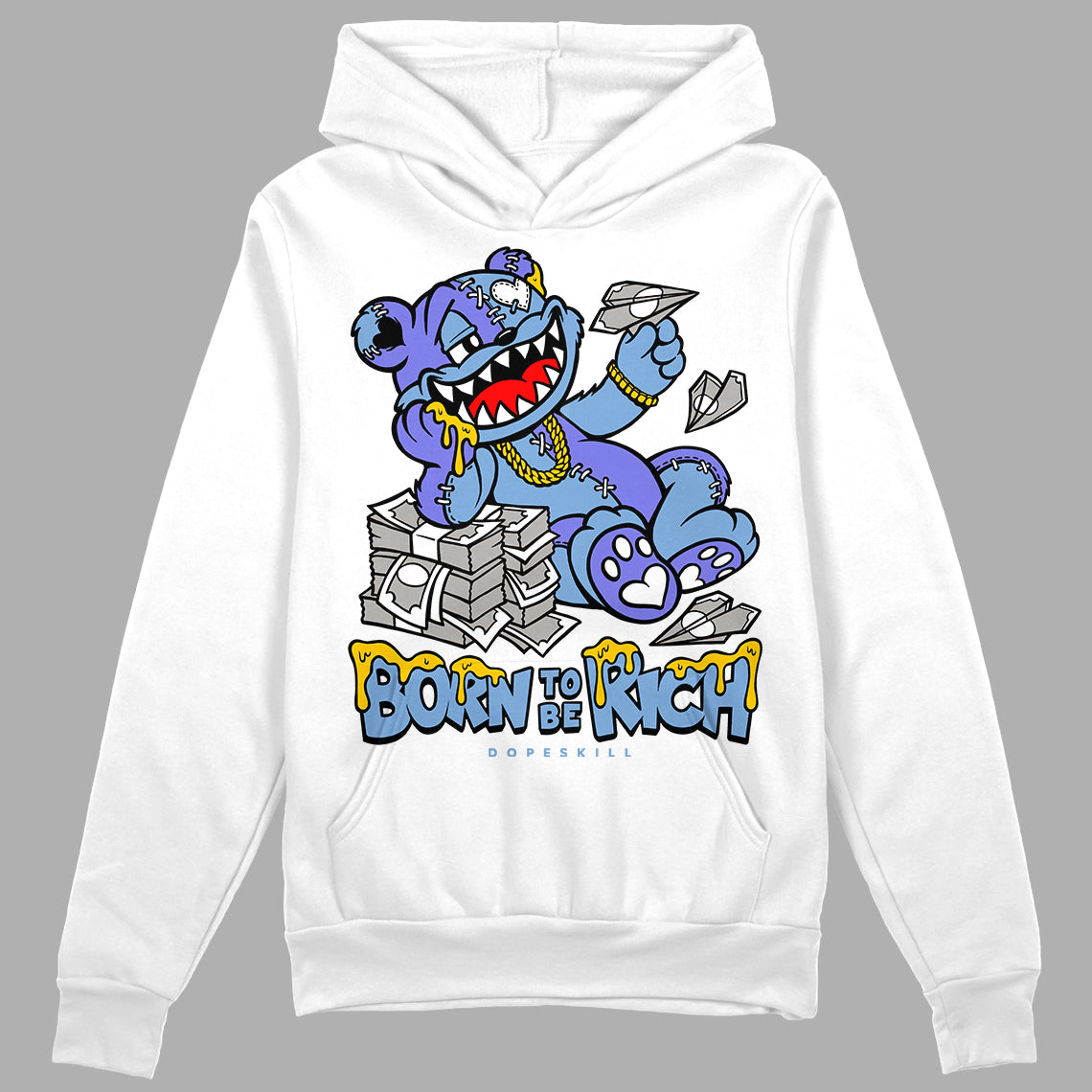 University Blue Collection superstreetwear Hoodie Sweatshirt Born To Be Rich Graphic
