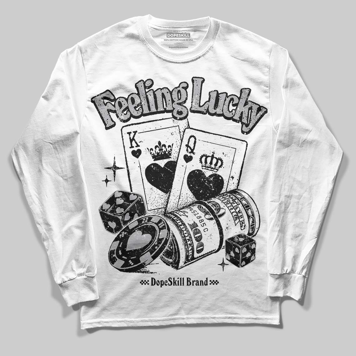 White Cement 4s superstreetwear Long Sleeve T-Shirt Feeling Lucky Graphic