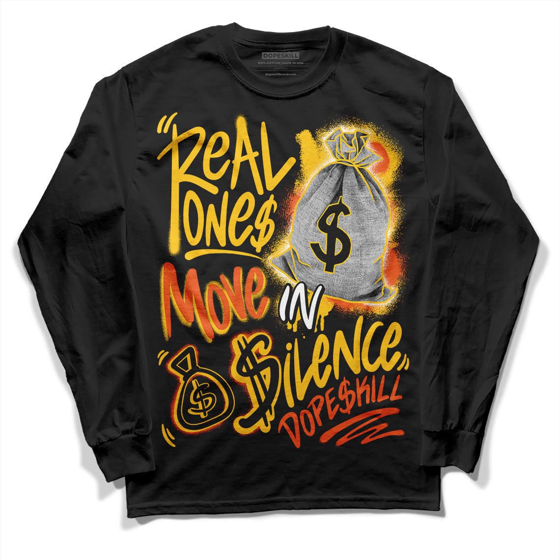 Yellow Collection superstreetwear Long Sleeve T-Shirt Real Ones Move In Silence Graphic