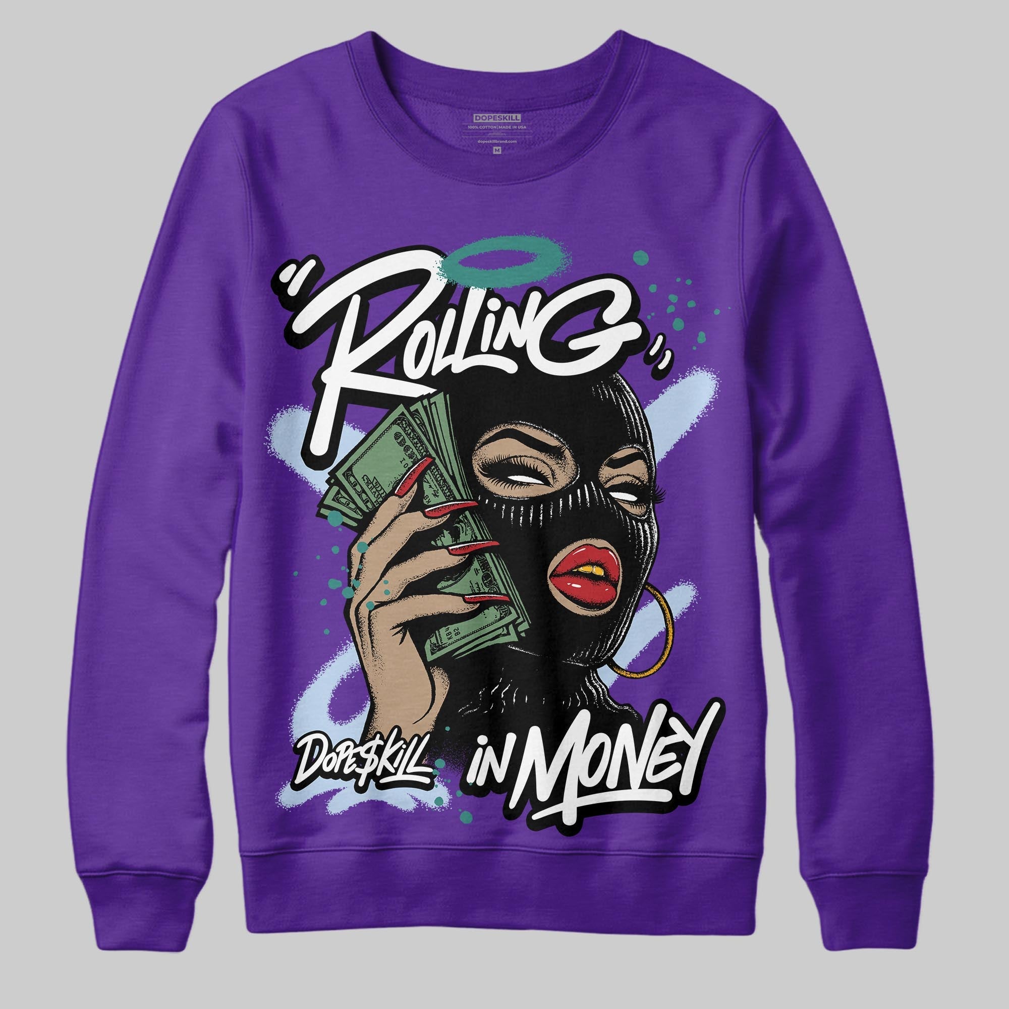 Grape 5s superstreetwear Sweatshirt Rolling in Money Graphic