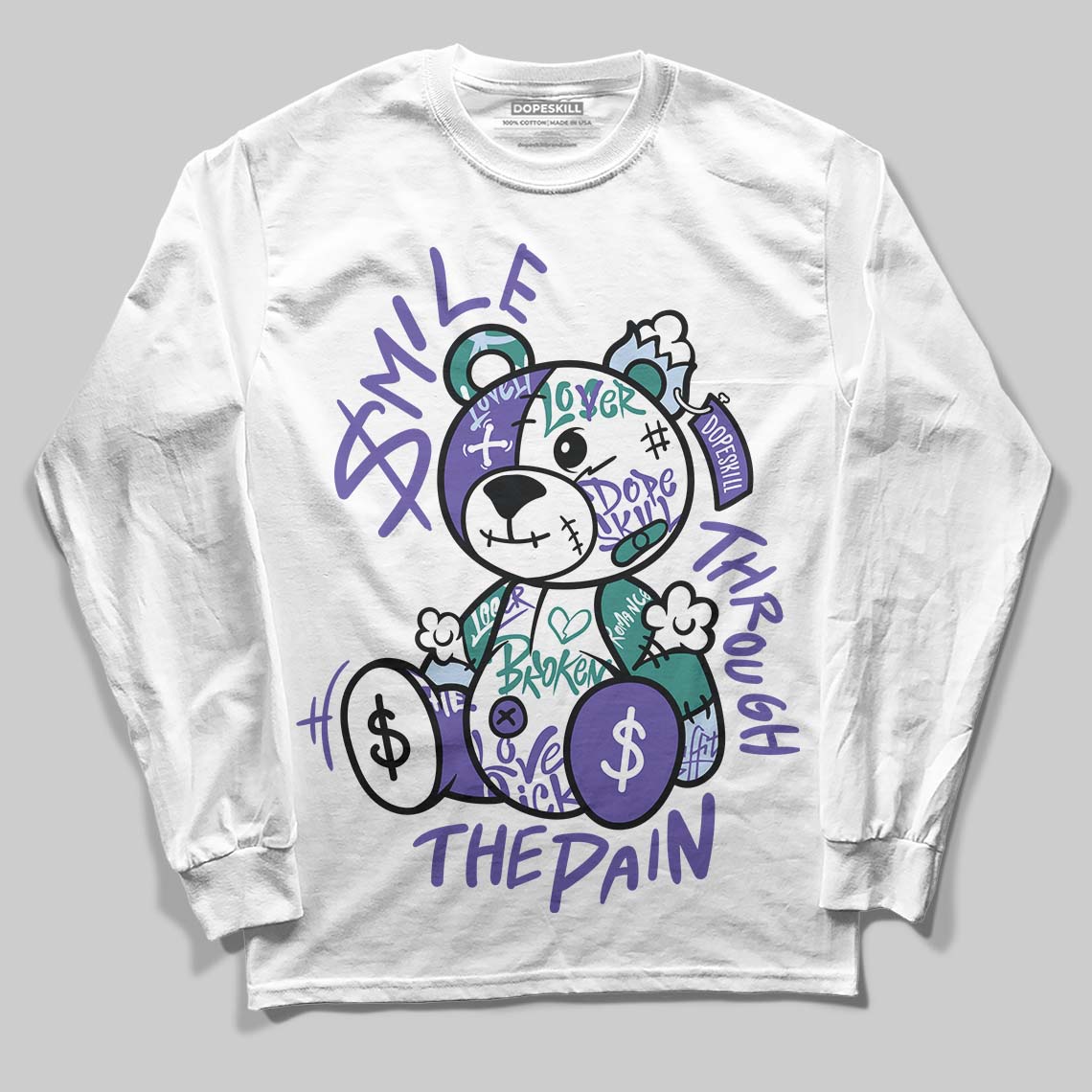 Grape 5s superstreetwear Long Sleeve T-Shirt Smile Through The Pain Graphic