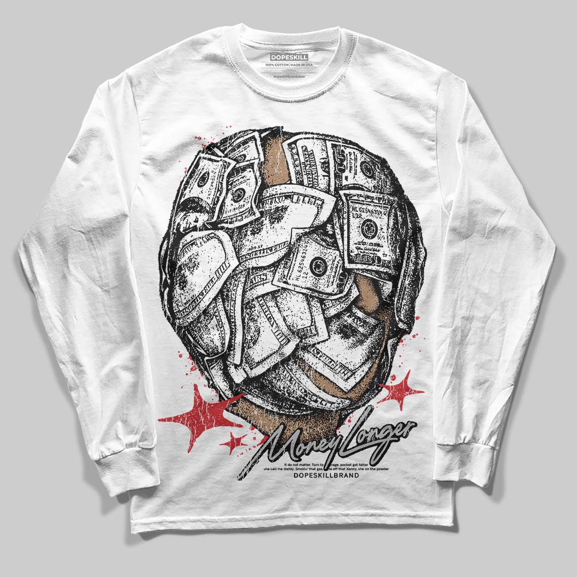 White Cement 4s superstreetwear Long Sleeve T-Shirt Money Longer Graphic