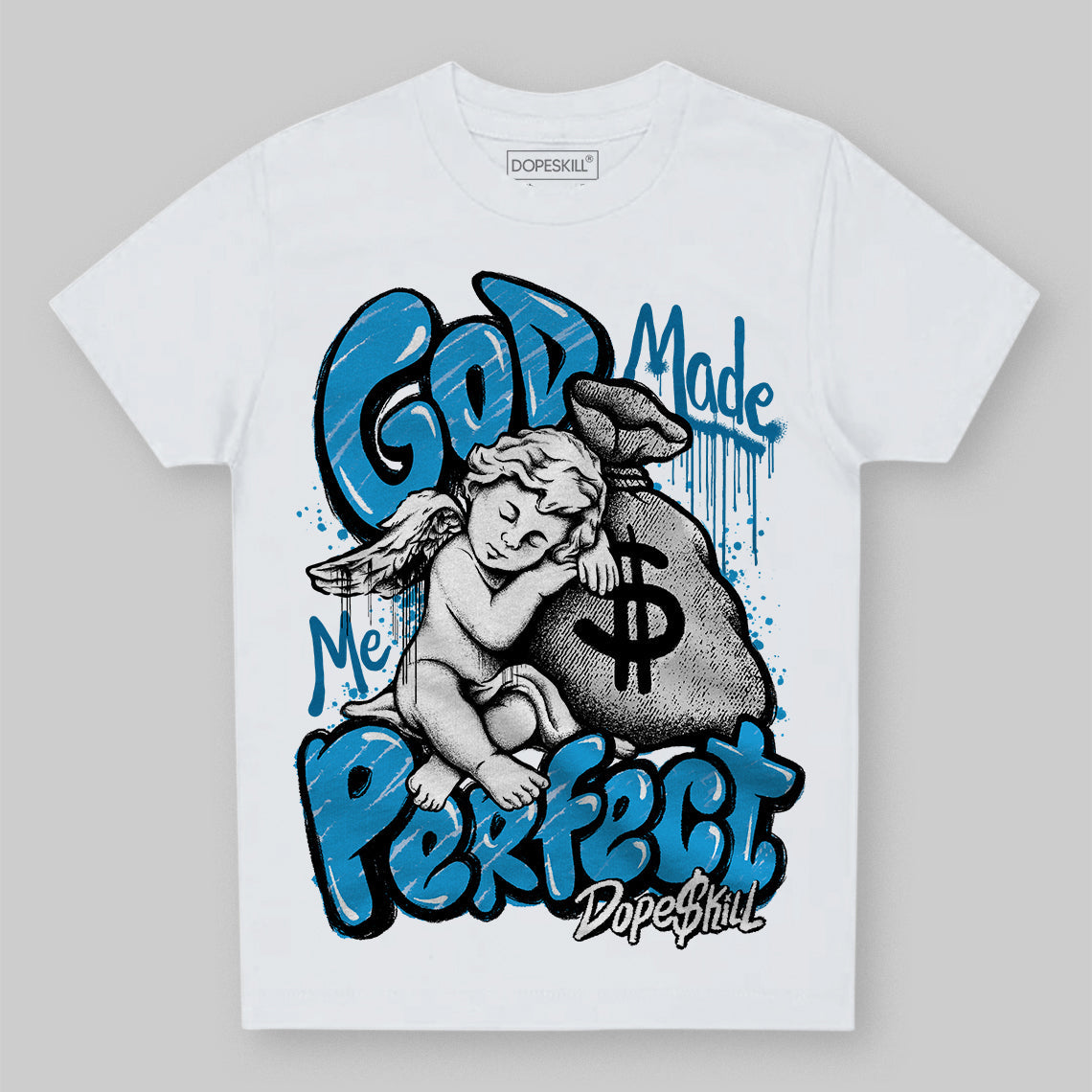 Military Blue 4s superstreetwear Toddler Kids T-shirt God Made Me Perfect Graphic