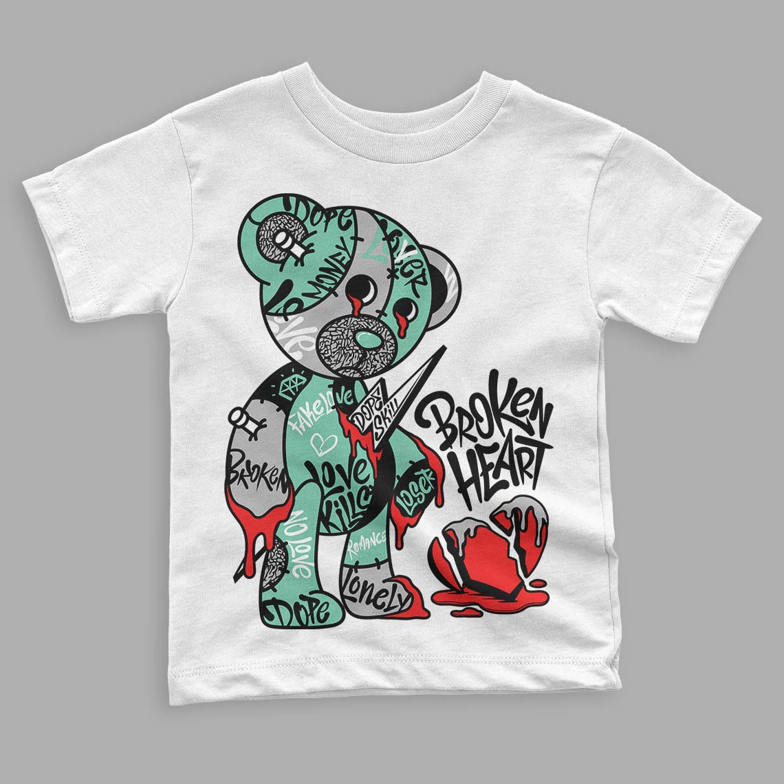 Green Glow 3s superstreetwear Toddler Kids T-shirt Broken Heart Graphic