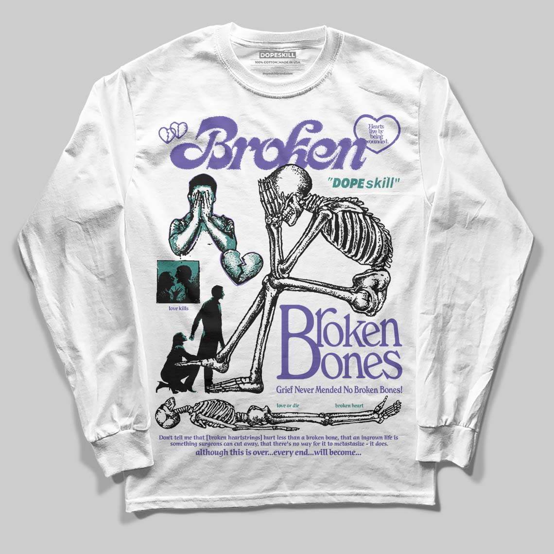 Grape 5s superstreetwear Long Sleeve T-Shirt Broken Bones Graphic